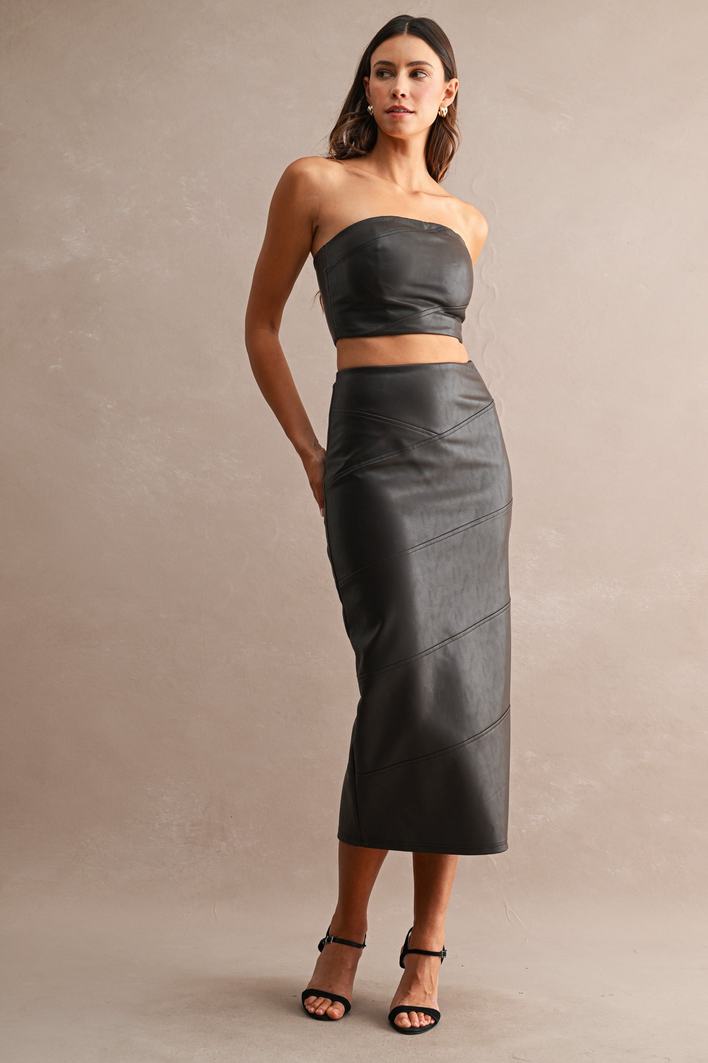 Chocolate Tube Top and Skirt