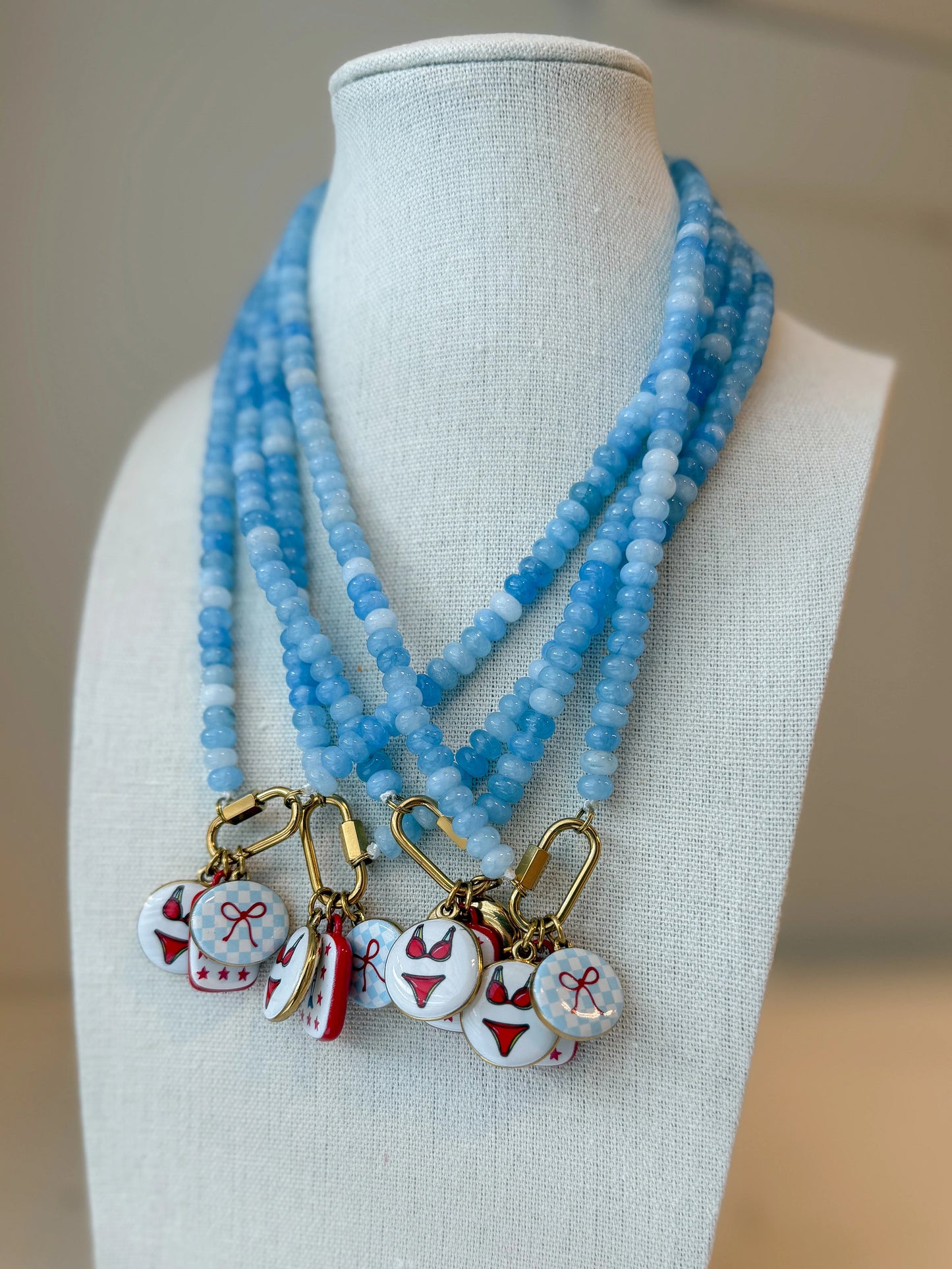 Beaded 3 Charm Keeper Necklace