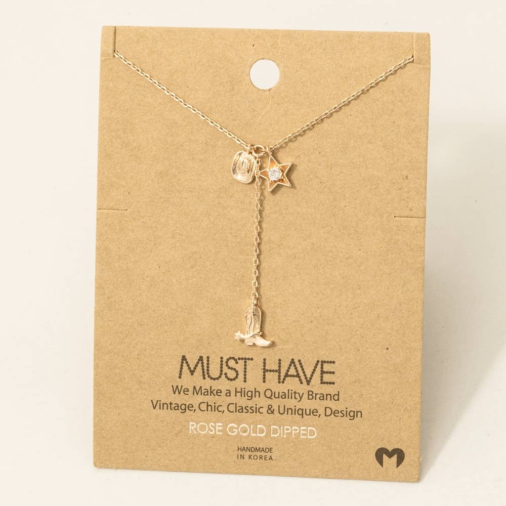 Western Cowboy Boots Y Necklace: G