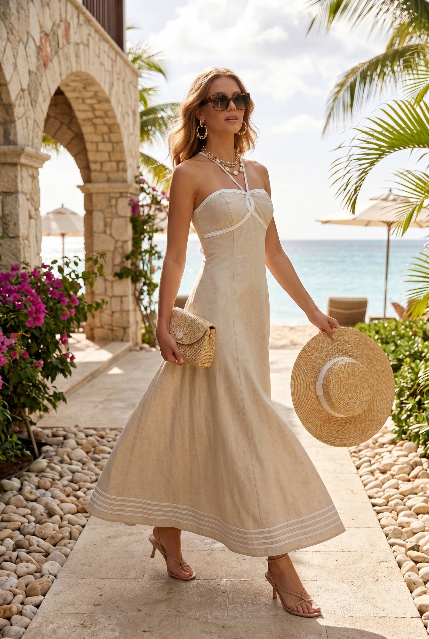 Rope-trim Maxi dress