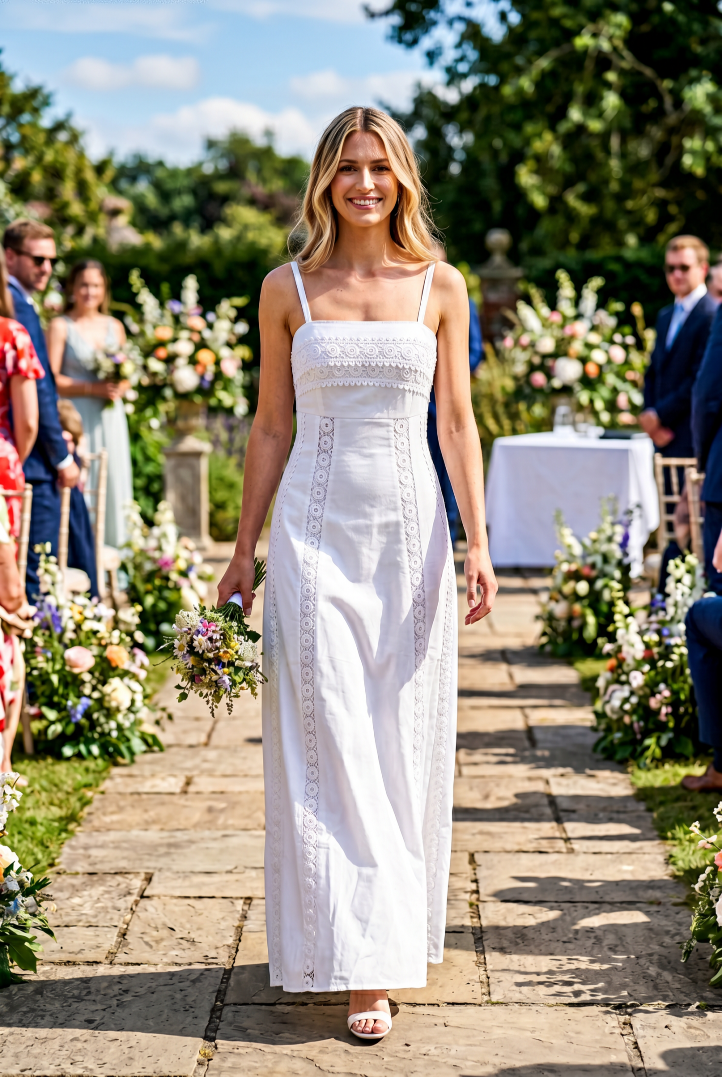 Lace Trim Panel Maxi Dress