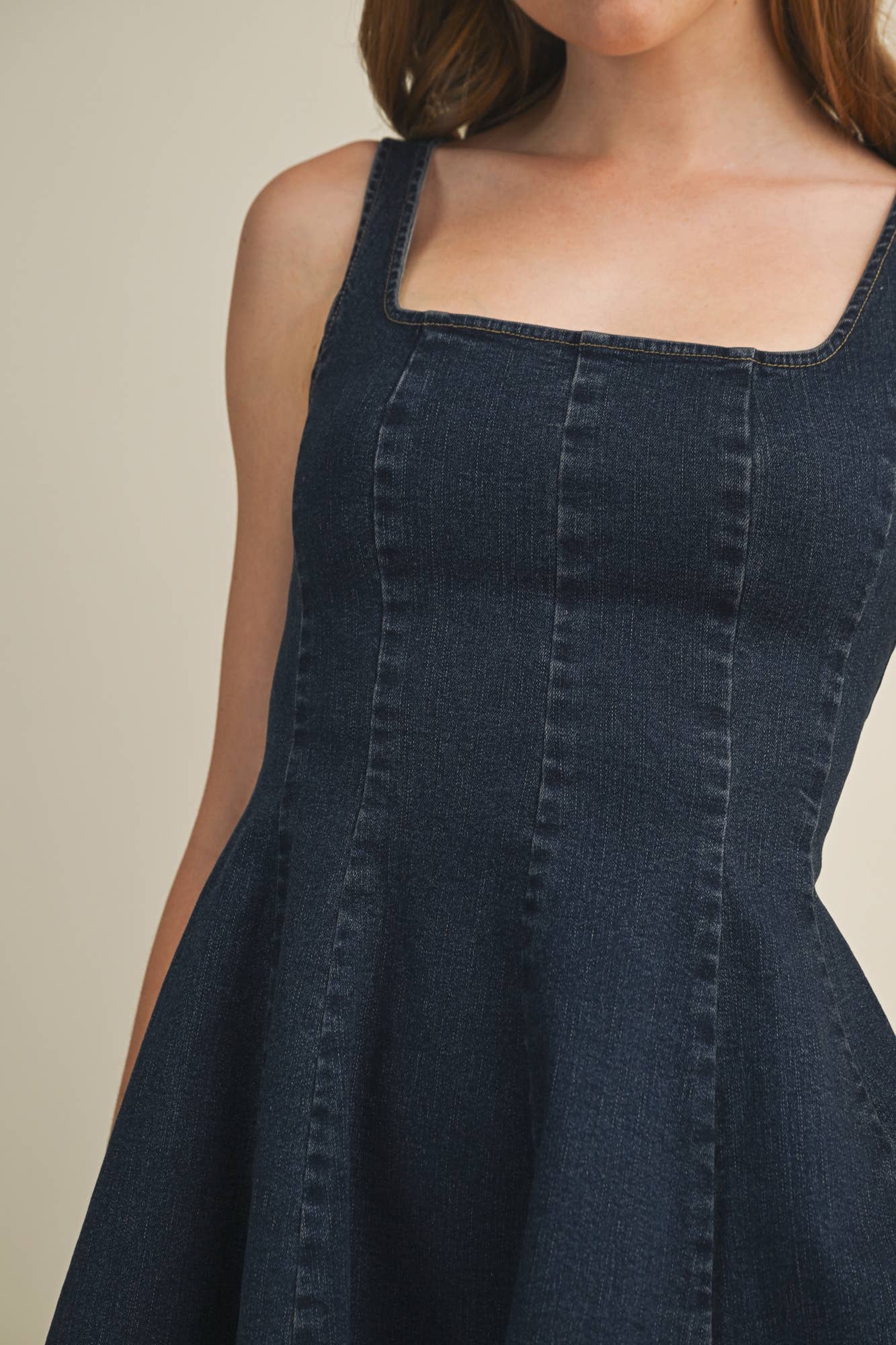 Square Neck Denim Dress
