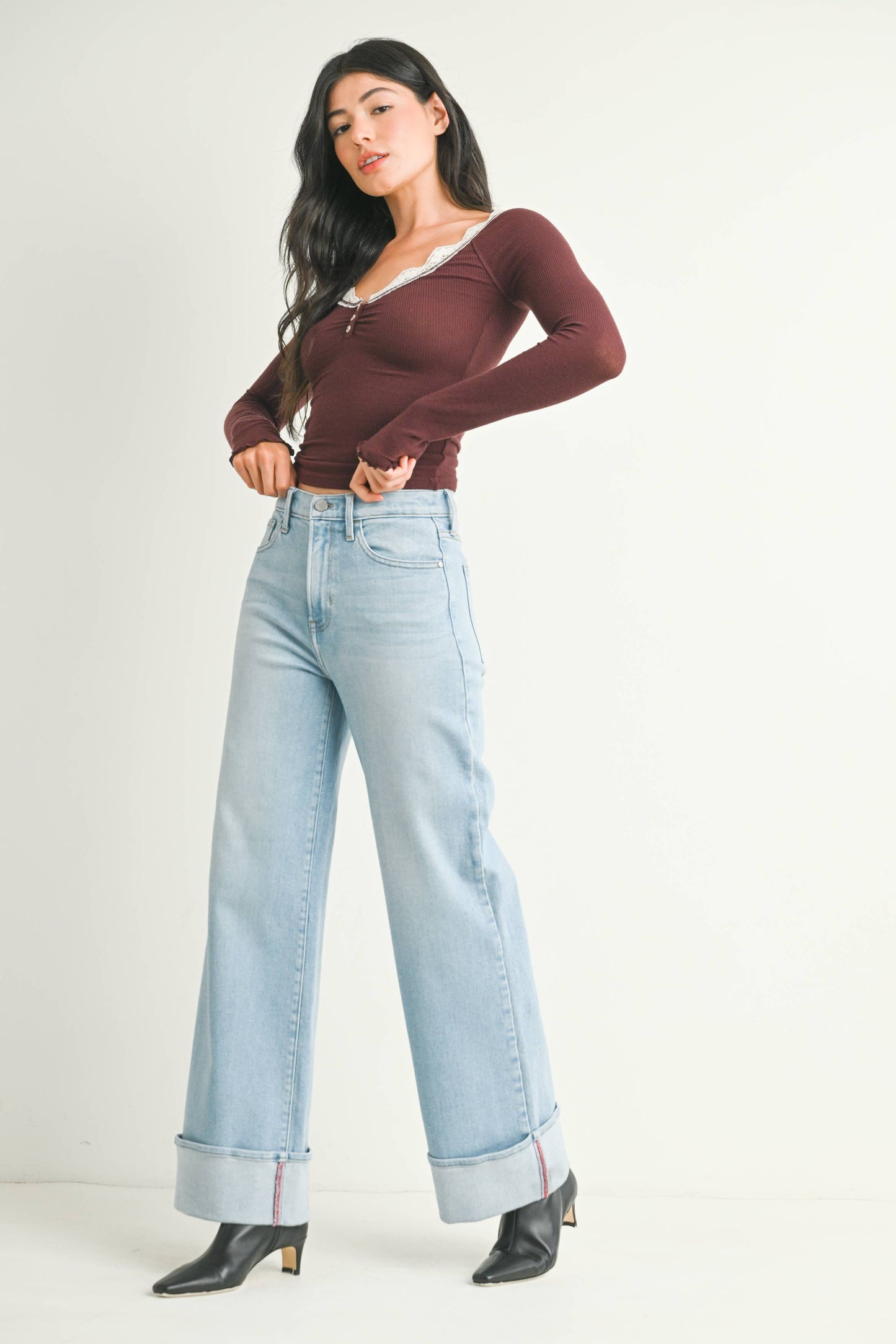 Just Black Denim - Light Cuffed Palazzo