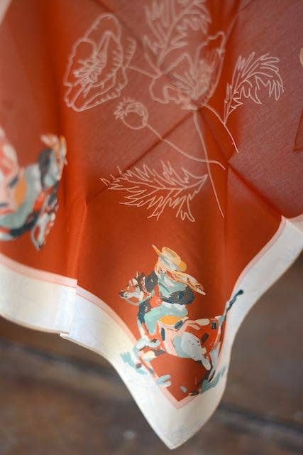 Poppy Cowgirl: Western Scarf Bandana Silk Tencel Wild Rag