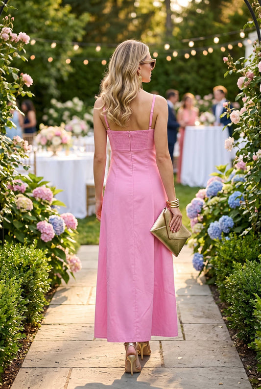 Lace Trim Panel Maxi Dress