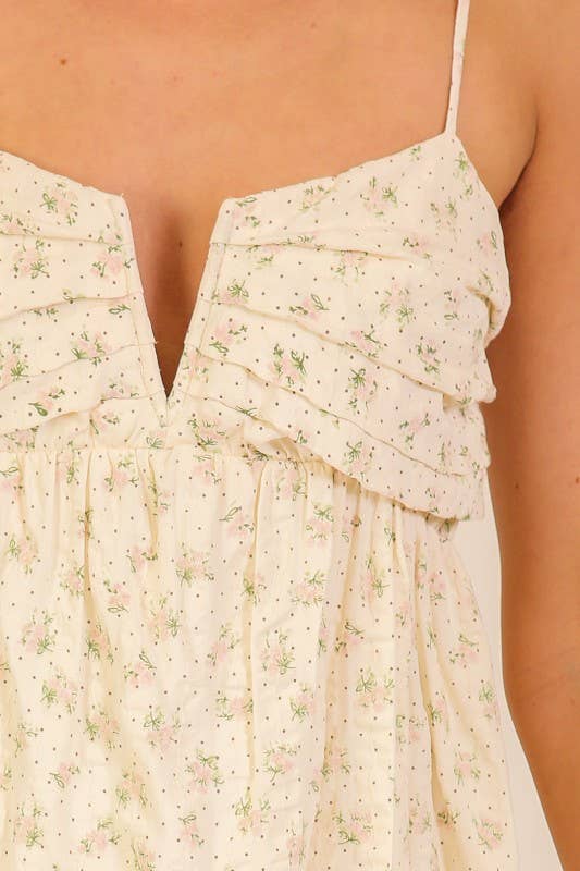 Floral Print Babydoll Mini Dress