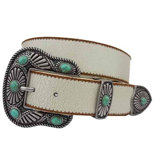 Vintage Turquoise Leather Belt