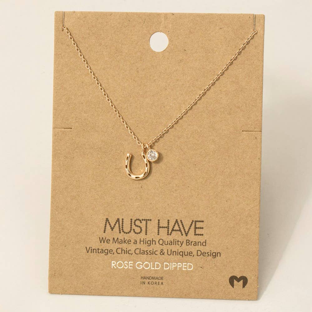 Horse Shoe And Cz Necklace