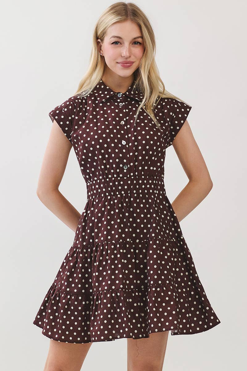 POLKA DOT TIERED MINI DRESS