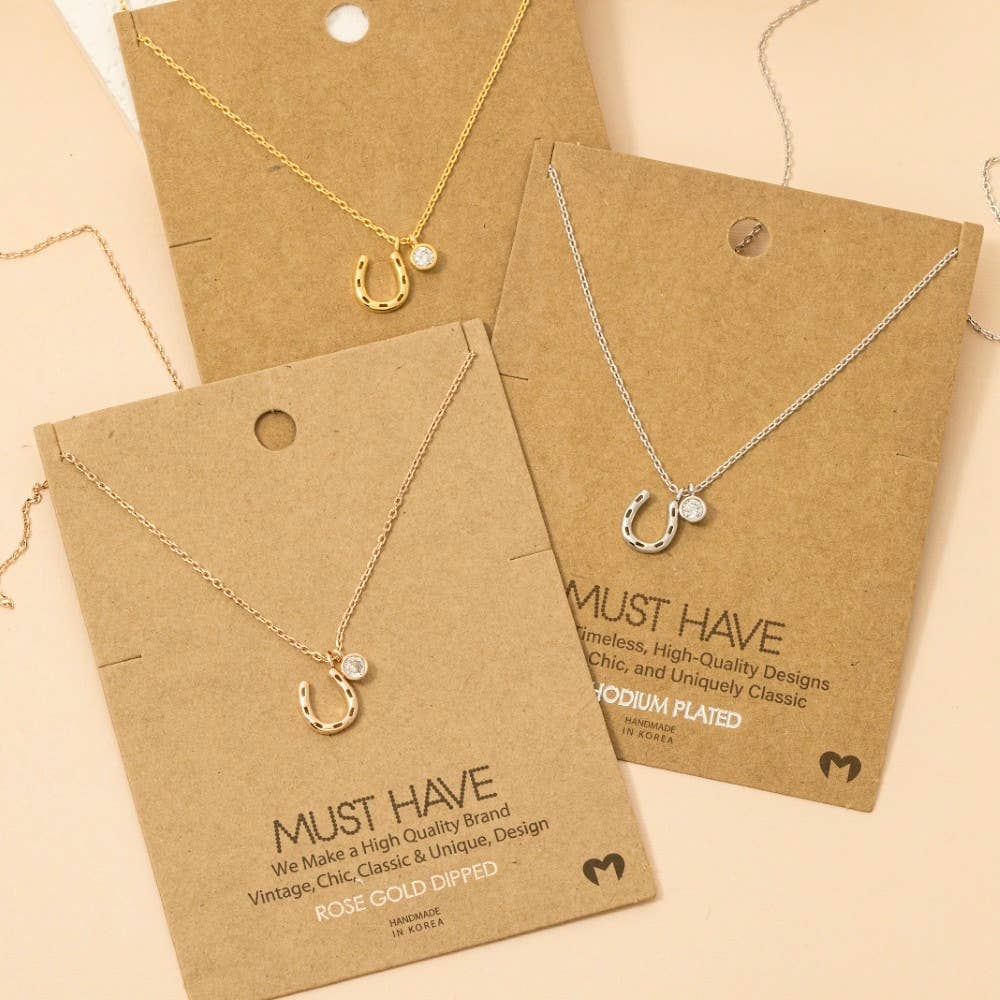 Horse Shoe And Cz Necklace