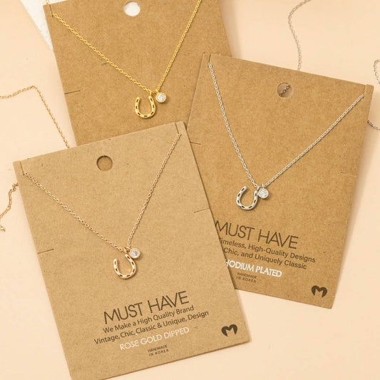Horse Shoe And Cz Necklace