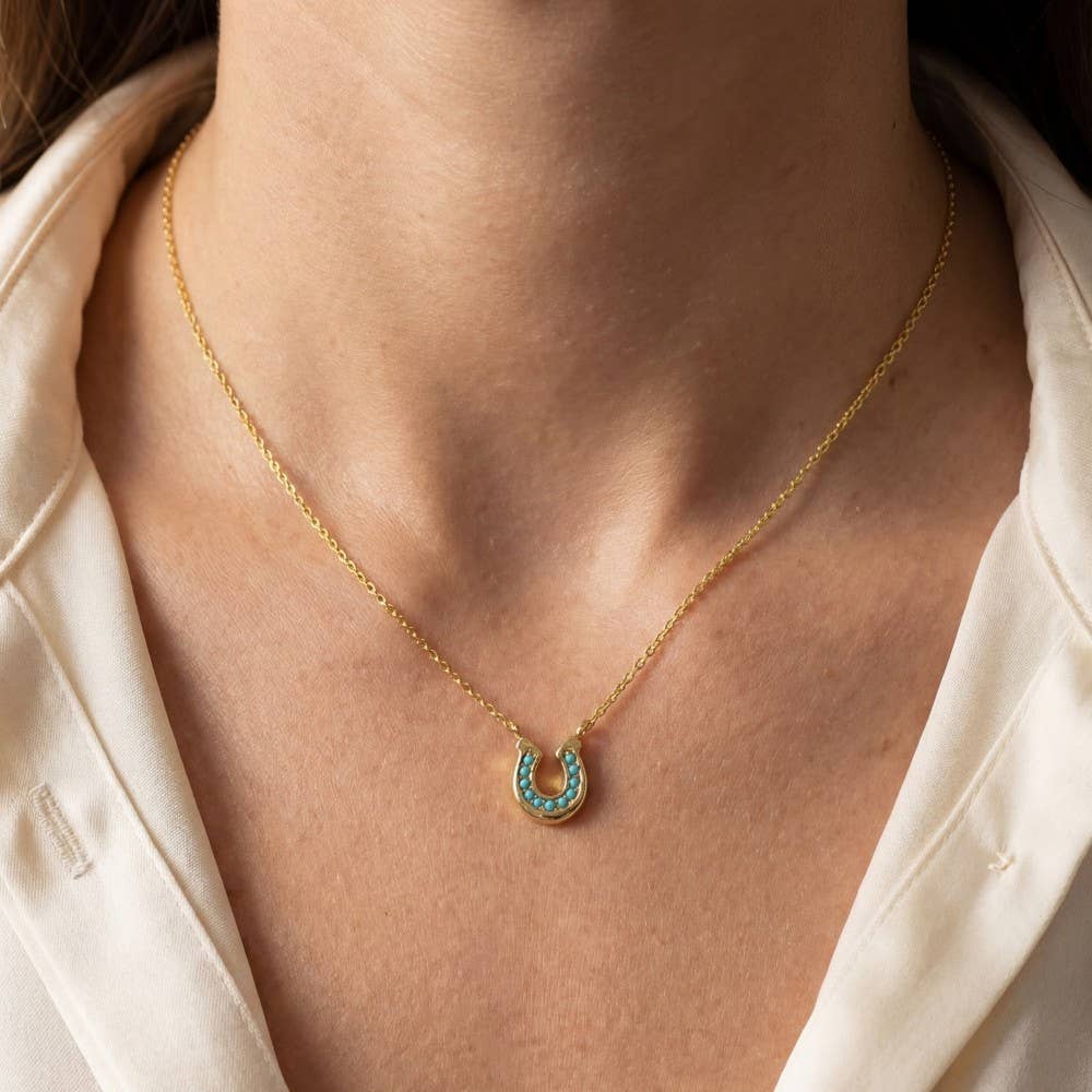 Rose Gold Cz Horseshoe Necklace
