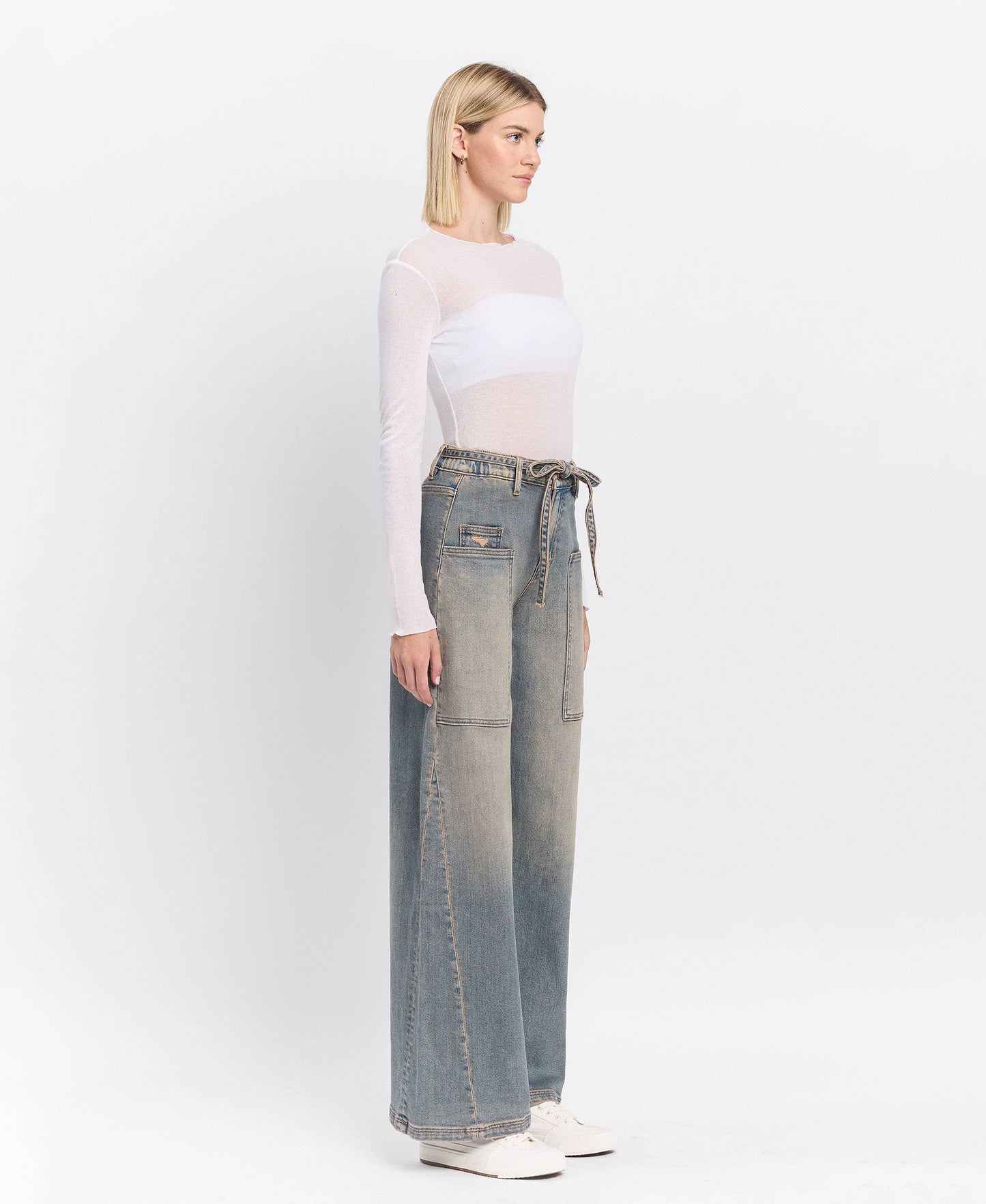 HIGH RISE TIE JEANS