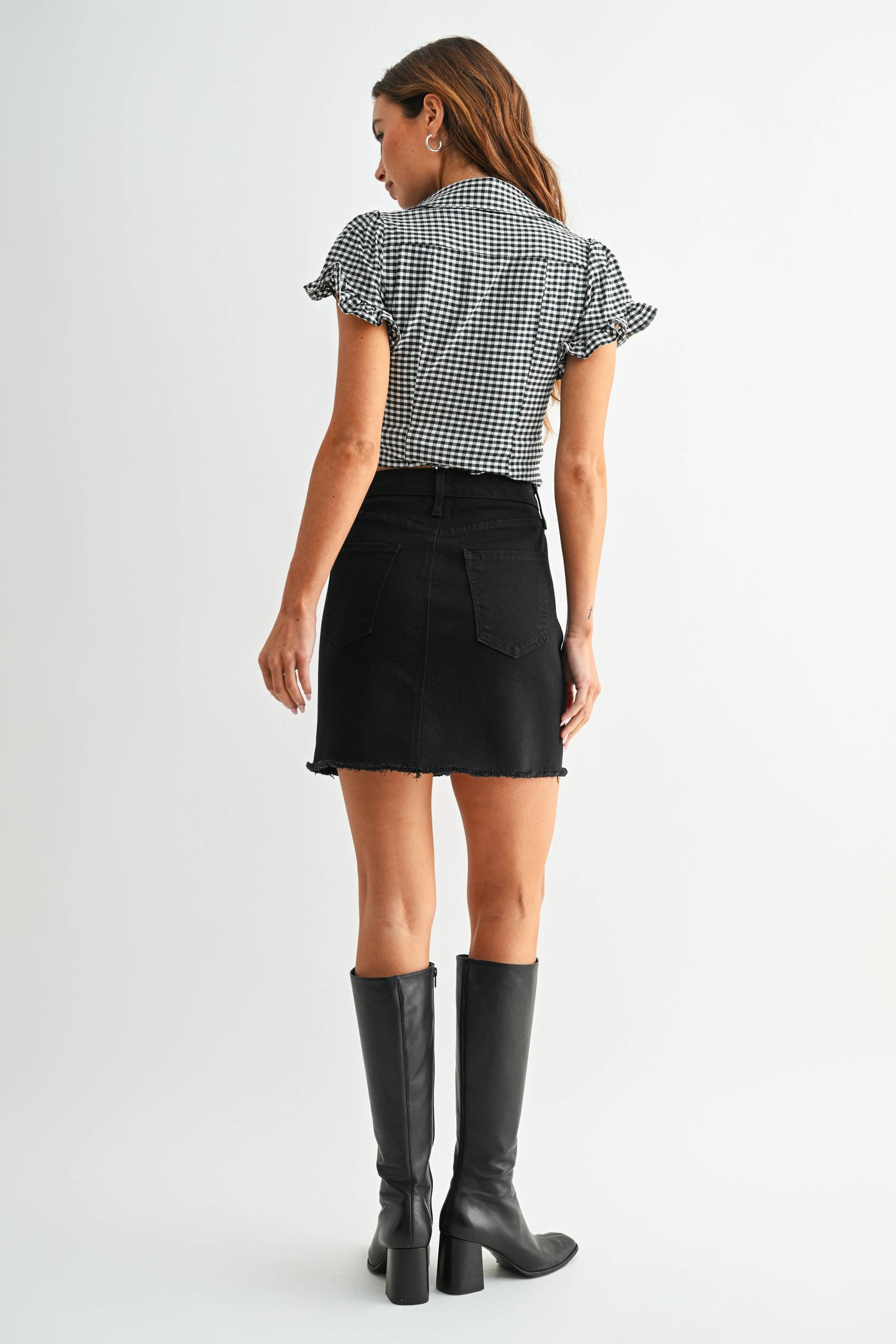 A LINE FRAYED SKIRT